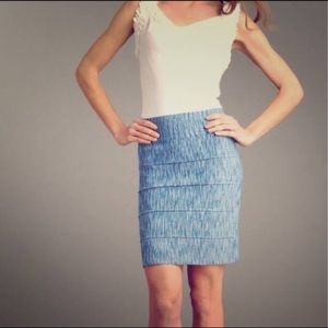 BCBG Blue/white Pull-On  Bandage Skirt